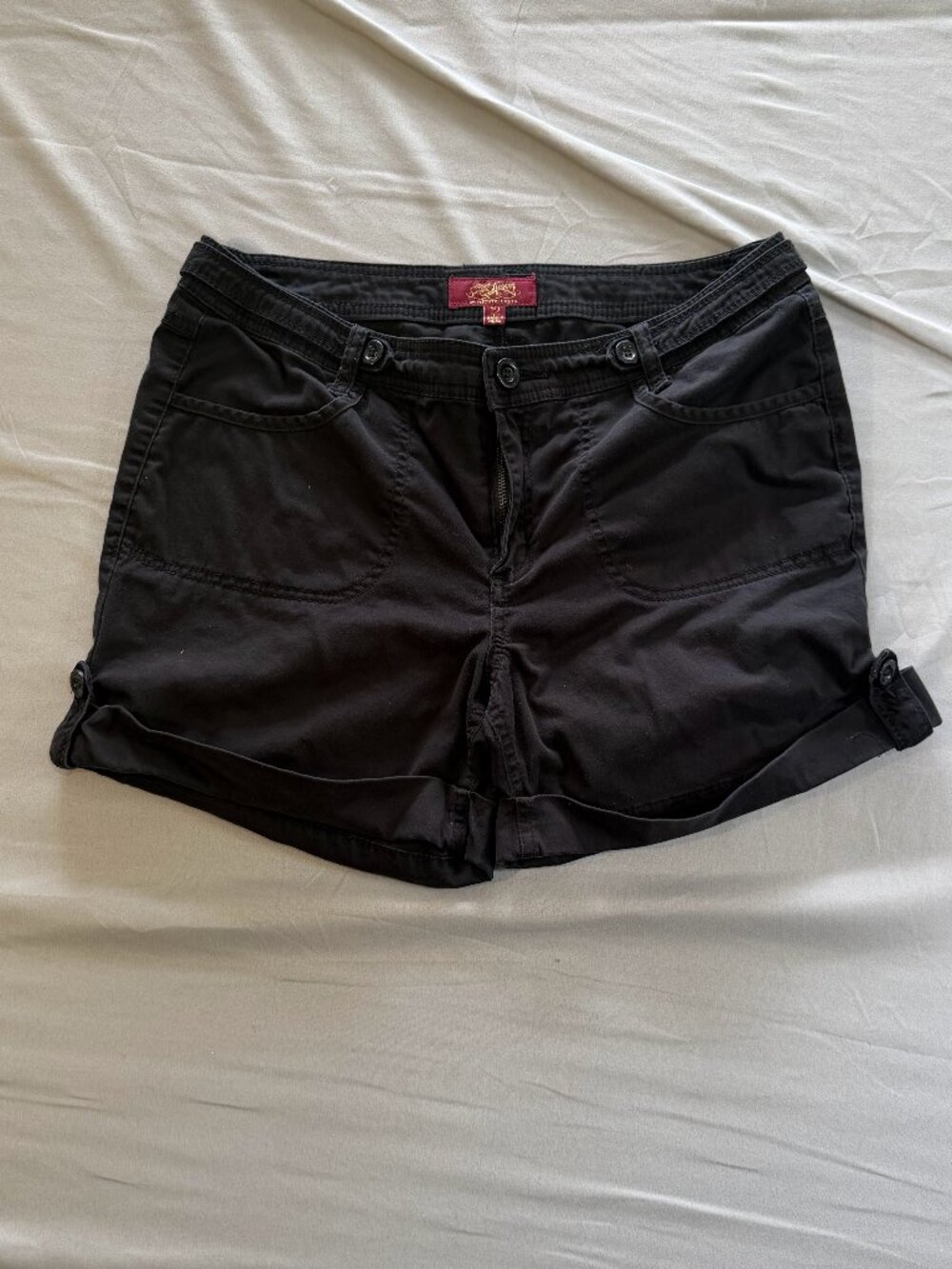 One 5 One Women's Casual Stretch Chino Utility Shorts Black Size 12 EUC